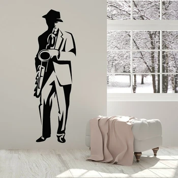 Instrument Saxofonist De Vinil Arta De Perete Decal Muzician De Jazz Music Bar Autocolante De Interior Acasă Decor Camera De Zi Dormitor Adolescenti P894