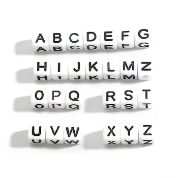 100buc 4x7/6x6mm Acrilice Pătrat Rotund se Amesteca 26 de litere ale alfabetului Liber Margele Spacer pentru a Face Bijuterii Copii Diy Brățară