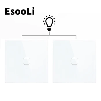 EsooLi Smart Home UE Standard de Lux Cristal de Sticlă Panou 1 Banda 2 Mod de Perete de Lumină Touch Comutator Impermeabil și Ignifug