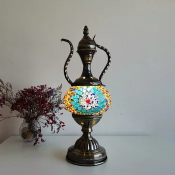 Cele mai noi Mediteraneene, stil Art Deco turc Mozaic Lampa de Masa lucrate Manual mozaic de Sticlă romantic patul de lumină