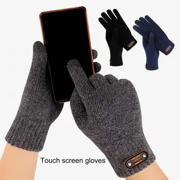 1 Pereche Mănuși pentru Bărbați de Utile Elastic Căptușeală Lână de Iarnă în aer liber Tricotat Mănuși Touch Screen pentru a Călători Mănuși de Cald Mănuși pentru Bărbați