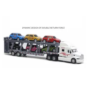 Transport Auto Model Camion Mare Amator De Tractor Remorcă Cu 6 Masini De Curse Camion De Inginerie De Transport Auto Jucărie Pentru Băieți Și Fete