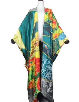 Noi Supradimensionat Boem Vara Femei pe Plaja Bikini Acoperi Casual doamne din Africa de Costume de baie de Mătase Kimonouri Pentru Petrecere