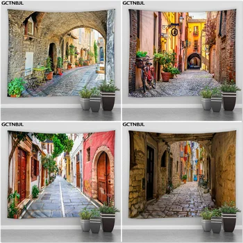 Străzile din Vechile Orașe Mediteraneene Peisaj Tapiserie de pe Perete Arhitectura Pentru Camera de zi Dormitor Dormitor Decor Pătură Cadou
