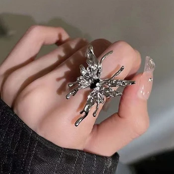 Moda Clasic Neregulate Inel De Fluture Femei De Metal Lichid Cercei Fluture Estetica Egirl Gotic Insecte Deschis Ring Bijuterii