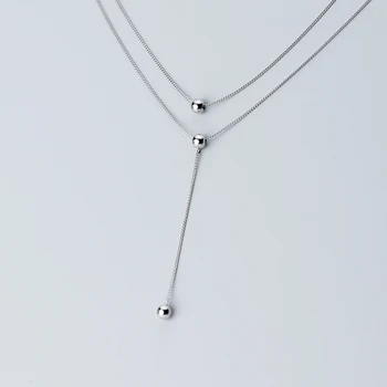 MODIAN Minimalism Trei Strat Margele Colier în Formă de Y pentru Femei Argint 925 Link-ul Lanț Colier Bijuterii Fine 2020 Nou