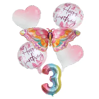 6pcs Fluture Balon de Folie Set Roz Albastru Colorat Fluture 32inch Număr de Baloane Copil de Dus la Petrecerea de Ziua Decor Consumabile