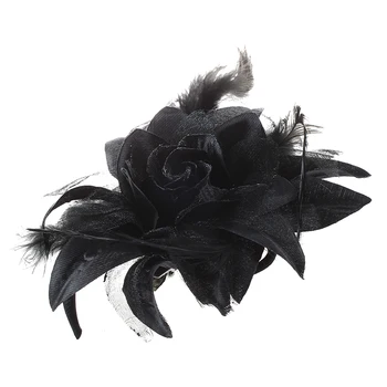 Floare Trandafir Pălărie De Păr Clip Broșă Pin Negru Partid Lady Cadou