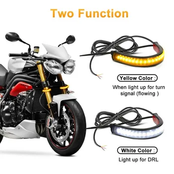 1 buc Universal lumini benzi CONDUS Motocicleta Turn Semnal de Lumină de Chihlimbar Alb Moto Flasher Inel Furculita Benzi Intermitent Lampa semnalizare 12V
