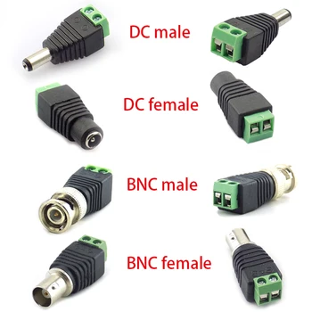 10buc 12V 2.1*5.5 mm DC BNC Masculin Feminin Adaptor Coaxial CAT5 Video Balun Conector pentru Benzi cu Led-uri Lumini aparat de Fotografiat CCTV Accesorii