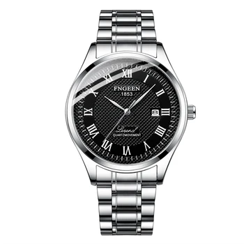 2020 Brand de Lux Om de Afaceri de Ceas din Oțel Negru Impermeabil Cuarț Ceas de mână Montre Homme Tendință de Moda Roman Scară Bărbați Ceas