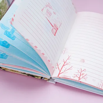 Culoare Creative Pagina cu Blocare Notebook Kawaii Jurnal de Carte Drăguț Funcția de Planificator registrul Jurnal de Papetărie Ambalaj Cutie de Cadou