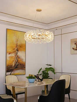 Modern K9 Cristal Agățat Candelabru de Aur de Lux, Living Sufragerie Luciu Circular LED Lampă de Agățat Iluminat Interior Decor