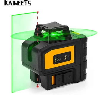 KAIWEETS 5 Linii Cu 2 Locuri de Cruce Linie Laser Funcții de Nivel Verde Fascicul de Linii Cu 7800 mAh baterie si Hard Carry Caz