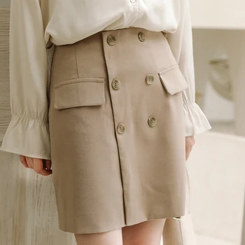 Yedinas Designer Cariera Fusta Femei Butoane Fusta Mini Talie Mare-linie Bodycon Fuste de sex Feminin coreeană Stil Fusta Office de Vara