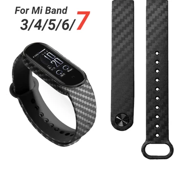 Schimb de lux Curele Pentru Mi band 7 6 5 4 3 Fibra de Carbon Wriststrap Smartband Bratara Curea Pentru Xiaomi Band 7 6 5 4 3
