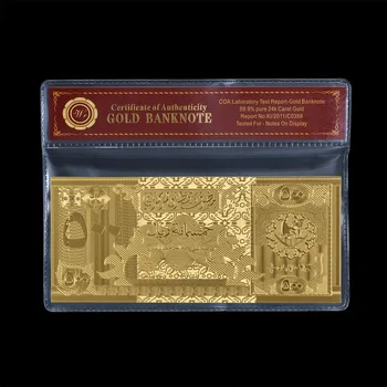 Qatar 500 Leu de Aur a Bancnotelor Placat Cu Aur Cu COA *Nou & Rare*