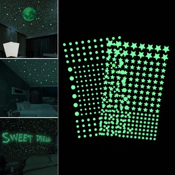 Luminos de Luna de Stele de Perete Autocolante Glow În Întuneric 3D Bubble Dot Stele Pentru Acasa, Camera pentru Copii Decor Plafon Fluorescente Autocolante de Perete