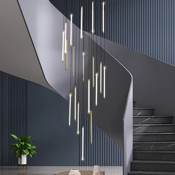 LED minimalist scara candelabru benzi de aur moderne de iluminat interior modern de lux lumina vilă duplex living rotație lampa