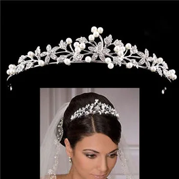De lux de Mireasa Tiara Coroana de Păr Accesorii de Par de Nunta pentru Femei de Culoare de Argint de Mireasa Coroane și Diadema Femei Accesorii