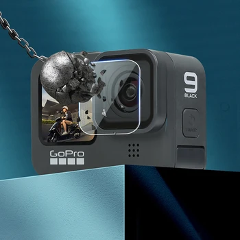 9H Ecran de Sticlă Călită Film Lentile Folie de Protectie Fata Spate Ecran Protector Set Pentru GoPro Hero 9 Negru Accesorii aparat de Fotografiat