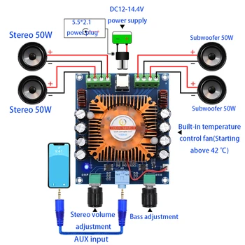 Tenghong TDA7850 Digital de Mare Putere cu Patru Canale Audio Auto de Sunet Bord Amplificator Clasa AB 4*50W Stereo Subwoofer Amplificadors