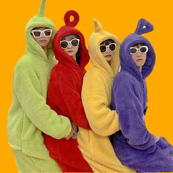 Unisex Teletubbies Cosplay Pentru Adult Amuzant Tinky Winky Anime Dipsy Pijamale Adult Pijamale Animal Sleepwear Salopeta