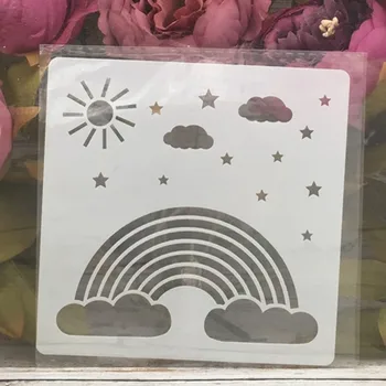 1buc 13cm Soare Nor Curcubeu DIY Stratificare Sabloane Pictura pe Perete Album de Colorat Relief Album Decorative Șablon Carte