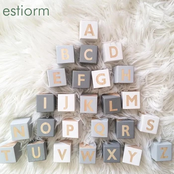5x5cm Mare de Lemn Alfabet Scrisoare Cuburi de Lemn engleză ABC Numărul de Blocuri Personalizate cu Numele Copilului Cub Decorative Cub cu Litere