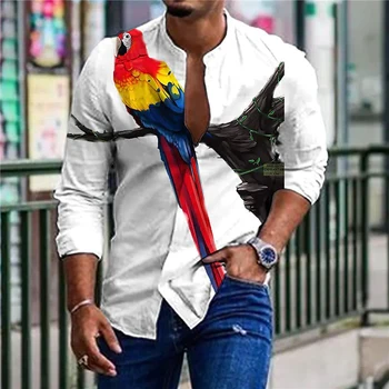 Moda de lux pentru Bărbați Cămăși Supradimensionate Jachetă Casual Camasa Arc de Imprimare Topuri cu Maneci Lungi Îmbrăcăminte pentru Bărbați Hawaii Bal Bluze Cardigan