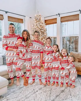 WENYUJH Familie de Crăciun Potrivire Set de Pijama Sleepwear Mama Tata Copii Seturi de Îmbrăcăminte de Crăciun Costum de Pijama Body 2022