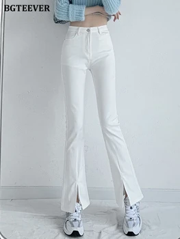 BGTEEVER Elegant Split Slim Fit Femei Flare Jeans Pantaloni cu Talie Înaltă Stretch Skinny Doamnelor Pantaloni din Denim