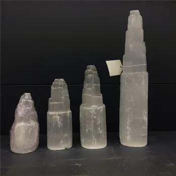 Naturale cristal de cuarț selenit turn lampa reiki de vindecare Chakra decor acasă
