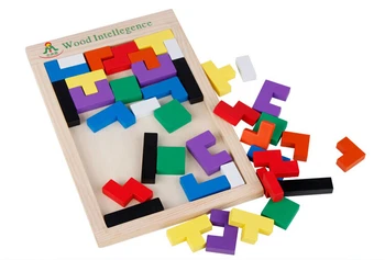 Fierbinte din Lemn Colorat Tangram Creier-Teaser Puzzle Tetris Joc Educativ pentru Copii de Dezvoltare Jucărie pentru copii cadouri