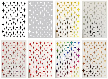 8pcs/cutie culori Diferite Strălucire stele Autocolante Unghiilor Modele Cauciucat 3D Nail Art Autocolante, Decalcomanii Makep Decoratiuni de Arta