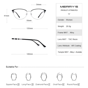 MERRYS DESIGN Retro Ochi de Pisică Rama de Ochelari de Moda pentru Femei Ochelari de vedere baza de Prescriptie medicala Optica Ochelari de S2222