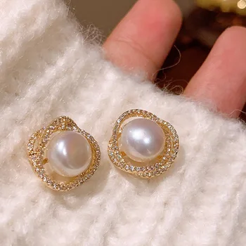 2020 Nou Geometrice Neobișnuite Whirlpool Forma De Cercei Cu Perle Pentru Femei Rafinat Moda Bijuterii Petrecere De Lux Accesorii Cercei