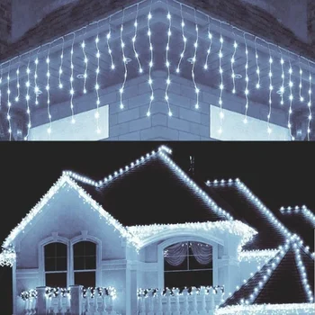 Decoratiuni de craciun pentru Casa în aer liber LED-uri Cortina Sloi de gheață Șir Lumina Strada Ghirlanda pe Casa de Iarnă în aer liber Decor Lumini