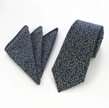 Ricnais Bumbac Barbati Batista Cravată Set Print Paisley Floral Cravată și Batistă Seturi Cravata Slim Pentru Barbati Nunta Pătrat de Buzunar