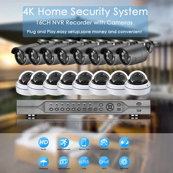 Gadinan H. 265 IP de Exterior rezistent la apa Camera NVR Sistem de Securitate POE Camera de Securitate 16CH 5MP Supraveghere Video Kit