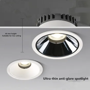 LED-uri ultra-subțire anti-orbire lumină spot COB principală de lumină built-in gaura lumina sala de Mese laterale înguste de spălat de perete lumina plafon