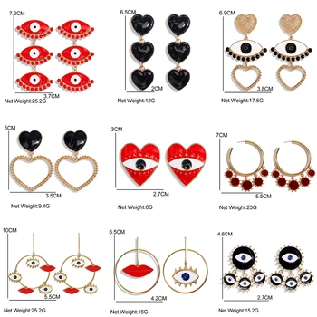 Flatfoosie Moda De Metal Ochii Inima Picătură Cercei Pentru Femeile Geometrice Epocă Exagera Cercei Statement 2019 Femei Bijuterii
