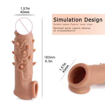 Reutilizabile Penis Extender Prezervative Silicon Penis Sleeve Vibrator Cock Ring Intarziere Ejaculare Jucarii Sexuale Pentru Barbati Intim Bunuri