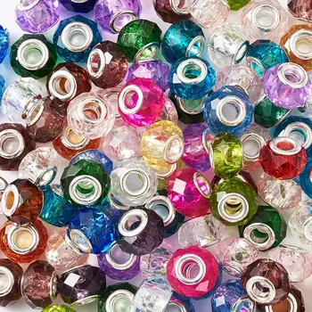 100buc Gaura Mare de Sticlă Europene Margele Dublu de Nuclee Fațete Rondelle Margele pentru DIY Șarpe Lanț Brățară Bijuterii