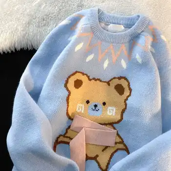 Lapte urs pulover ins femei toamna și iarna vrac Japoneză retro Y2K sens de design de nișă blând și leneș chic pulover tricot 2021