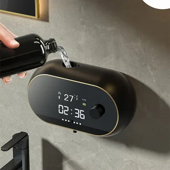 Automată Lichid Spuma Distribuitor de Săpun, Montare pe Perete Touchless Senzor Spuma Mașină de incarcare USB-Timp de Afișare a Temperaturii Dezinfectant