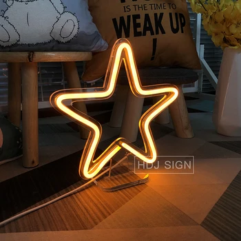 Forma de stea Lumina de Neon Led Lumina de Noapte Potrivite Pentru Dormitorul copilului Acasă Cafenea Magazin Atmosfera de Birou Lumina Lampă de Masă
