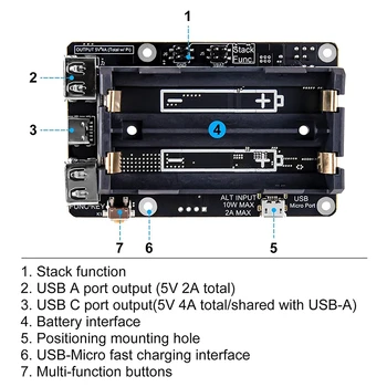 AU42 -Pentru Raspberry Pi 4 UPS de Putere de Aprovizionare Neîntreruptă UP HAT 18 650 Baterie de Rezervă de Alimentare de Management placă de Expansiune
