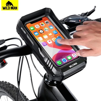 OMUL SĂLBATIC Biciclete Sac Impermeabil EVA Hard Shell Ghidon Bicicleta Geanta Telefon cu Touch Screen Caz 6.8