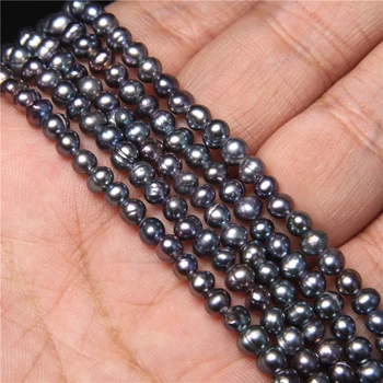 Naturale, Perle de Cultură de apă Dulce, Margele Orez Negru Forma Baroc Liber Perles Pentru Barbati Colier cu Margele Colier DIY 14